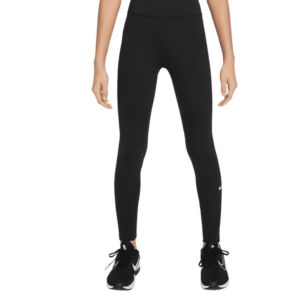 Sz L Older Kids' (Girls') Nike One Dri-FIT mid rise training Leggings Black